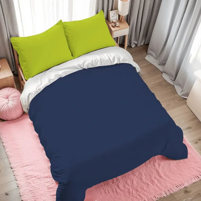 Chartreuse Green Indigo Duvet Cover Set: Full Size Microfiber Bedding - retro bedding