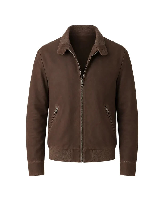 Classic Bomber Jacket Goatskin Suede Leather