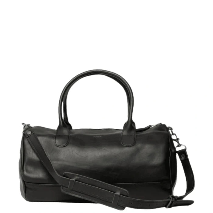 Classic Leather Gym Duffel Bag - Black