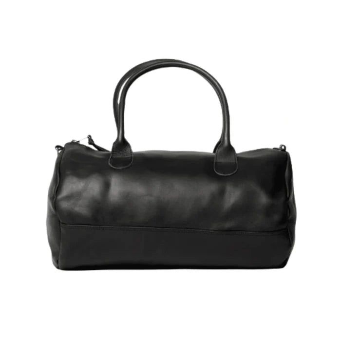 Classic Leather Gym Duffel Bag - Black