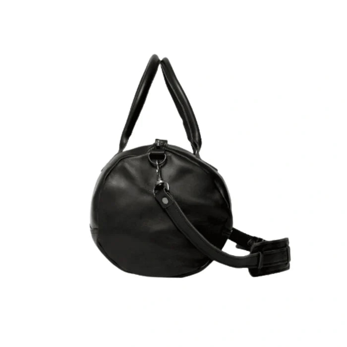 Classic Leather Gym Duffel Bag - Black
