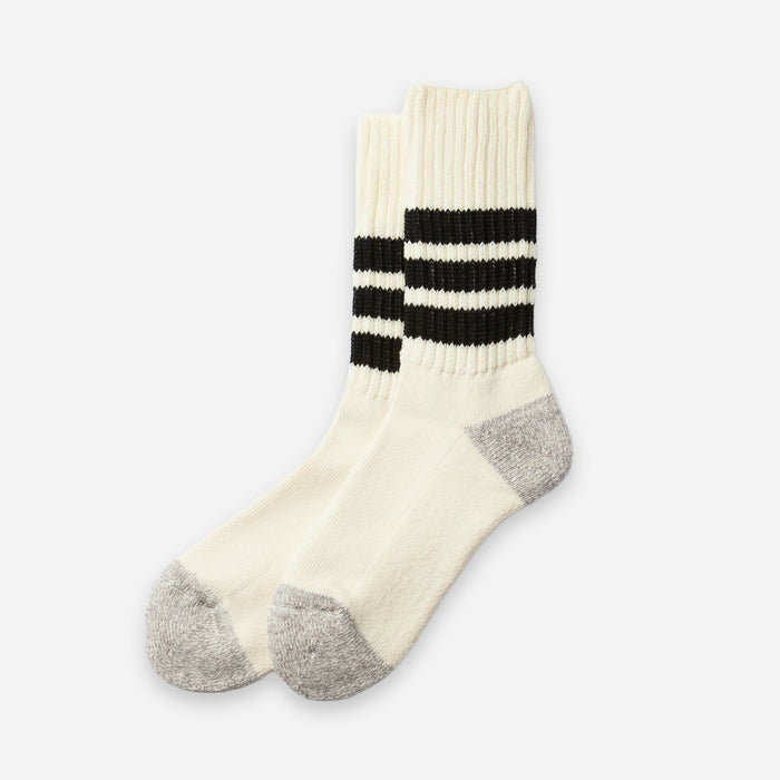 COARSE OLD SCHOOL SOCK - WHITE/BLACK