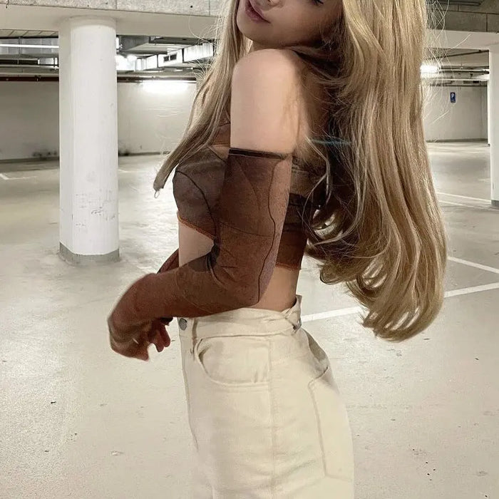 Off Shoulder Crop Top fashionnsio