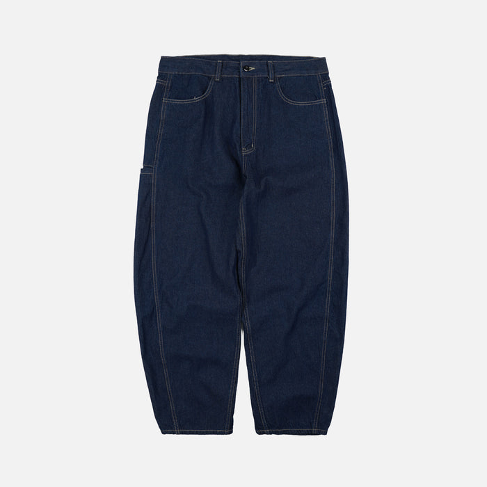 CURVED DENIM PANTS - INDIGO