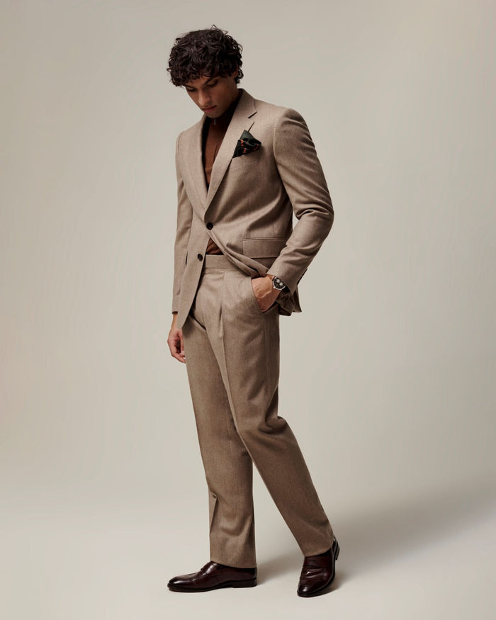 Daniels Flannel Virgin Wool Suit Oatmeal