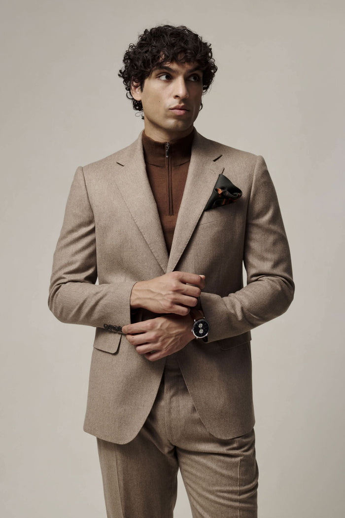 Daniels Flannel Virgin Wool Suit Oatmeal