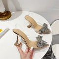 Rhinestone Transparent Bow Knot Heels fashionnsio