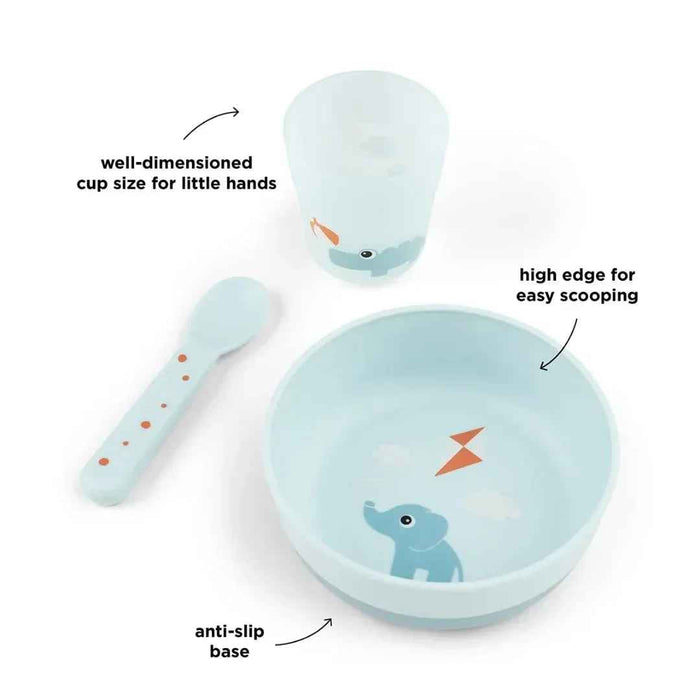 Done by Deer® Prvi jedilni set Foodie Playground Blue Done by Deer