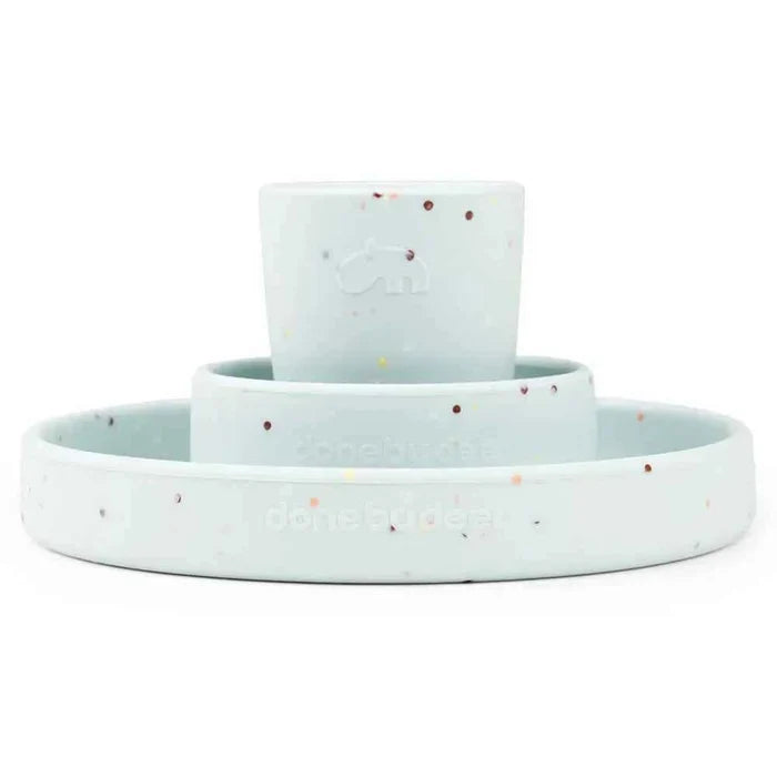 Done by Deer® Silikonski set za hranjenje Confetti Blue Done by Deer