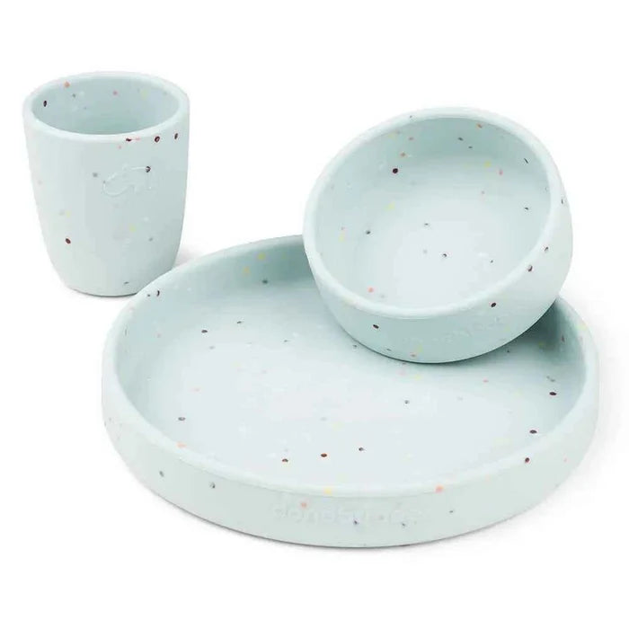 Done by Deer® Silikonski set za hranjenje Confetti Blue Done by Deer