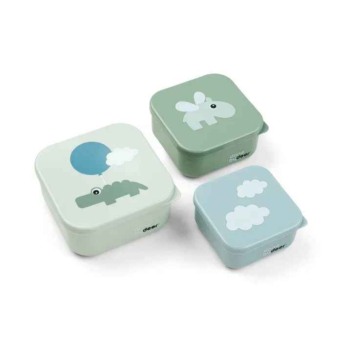 Done by Deer® Komplet posodic za prigrizke Happy clouds Green Done by Deer