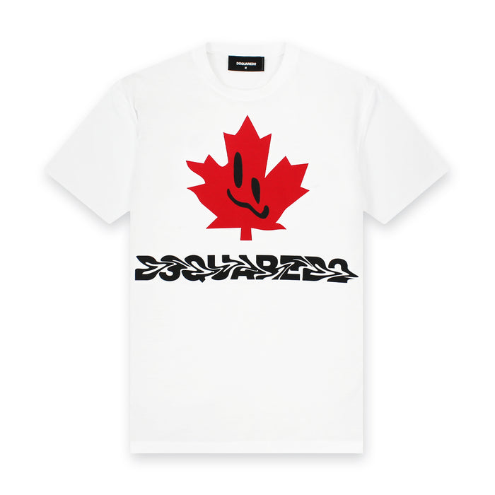 DSQUARED2 - Smiling Leaf T-Shirt in White - Nigel Clare