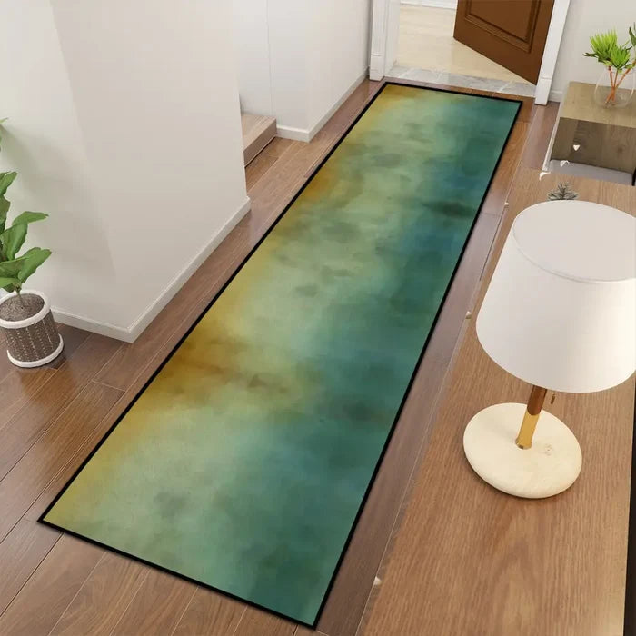 Earth Tones Obré Runner Rug – Green Brown Blue | Multi Sizes Non-Slip - retro runner