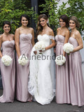 Elegant Strapless Pleated Mauve Pink Long Bridesmaid Dresses, AB4036