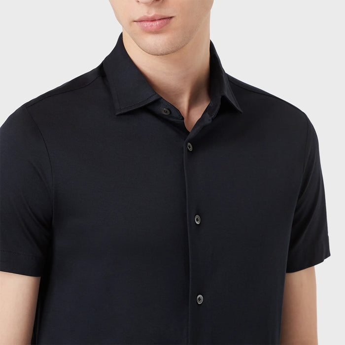 Emporio Armani - SS Jersey Blend Shirt in Navy - Nigel Clare