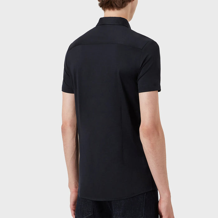 Emporio Armani - SS Jersey Blend Shirt in Navy - Nigel Clare