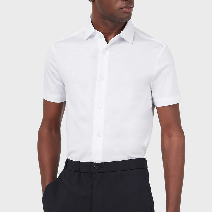 Emporio Armani - SS Jersey Blend Shirt in White - Nigel Clare