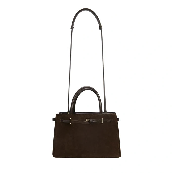 Espresso Suede Mini Book Tote Bag
