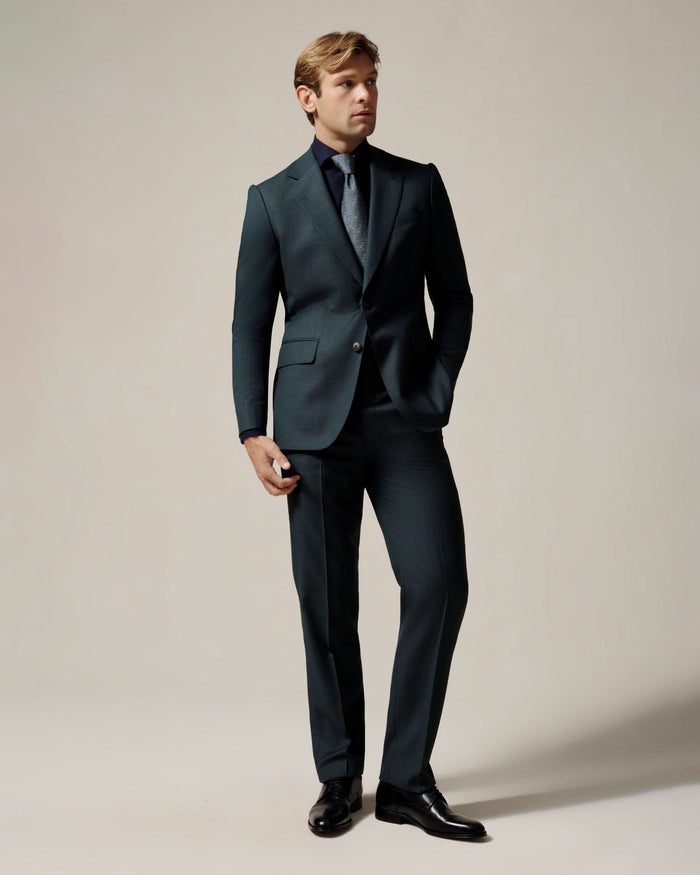 Ewan Check Virgin Wool Suit Green