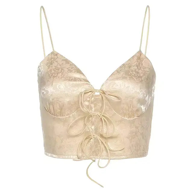 Floral Lace-up Corset Top fashionnsio