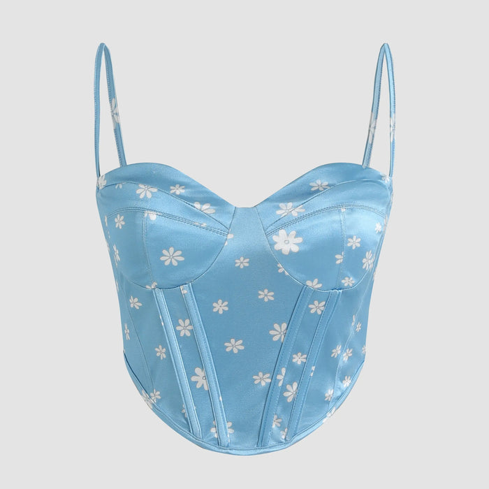 Satin Floral Corset Top fashionnsio