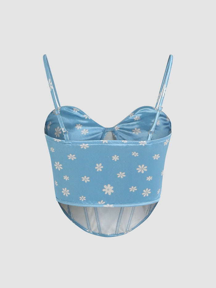 Satin Floral Corset Top fashionnsio