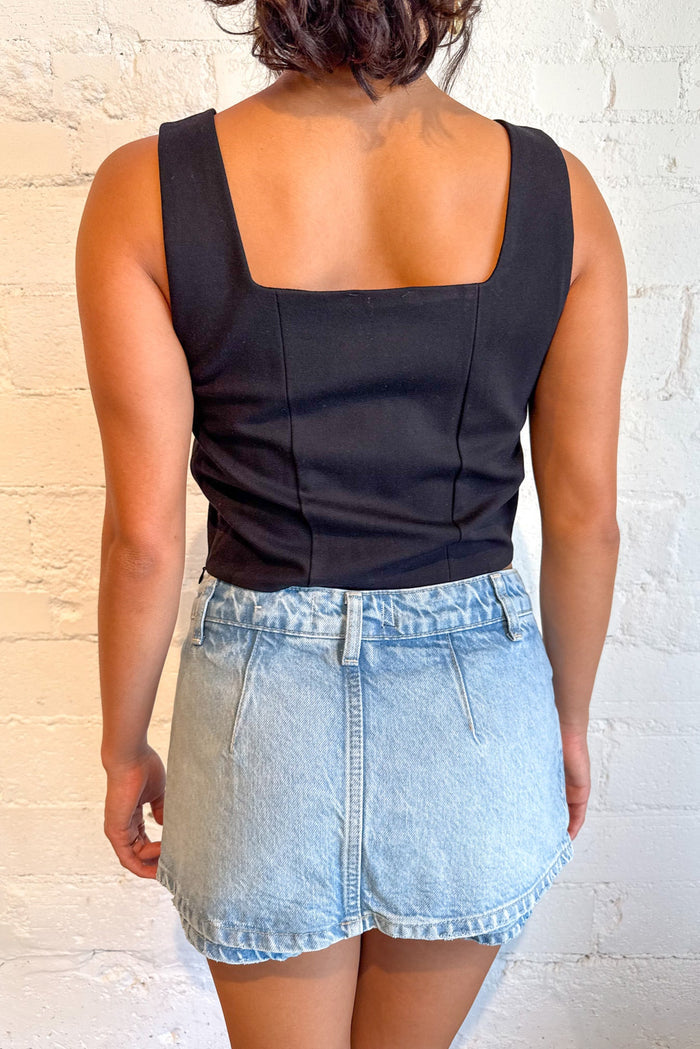 Free People Galivanting Skort Aegean, Denim Skirt, Skirt, Bottoms, Adeline Boutique, Dallas Boutique, Summer Styles
