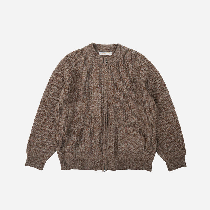 Frizmworks Tweed Wool Zip Up Cardigan - Brown