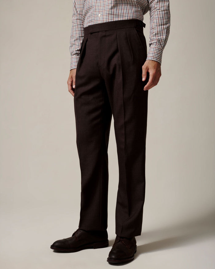 Gavin Double Pleated Virgin Wool Trouser Green