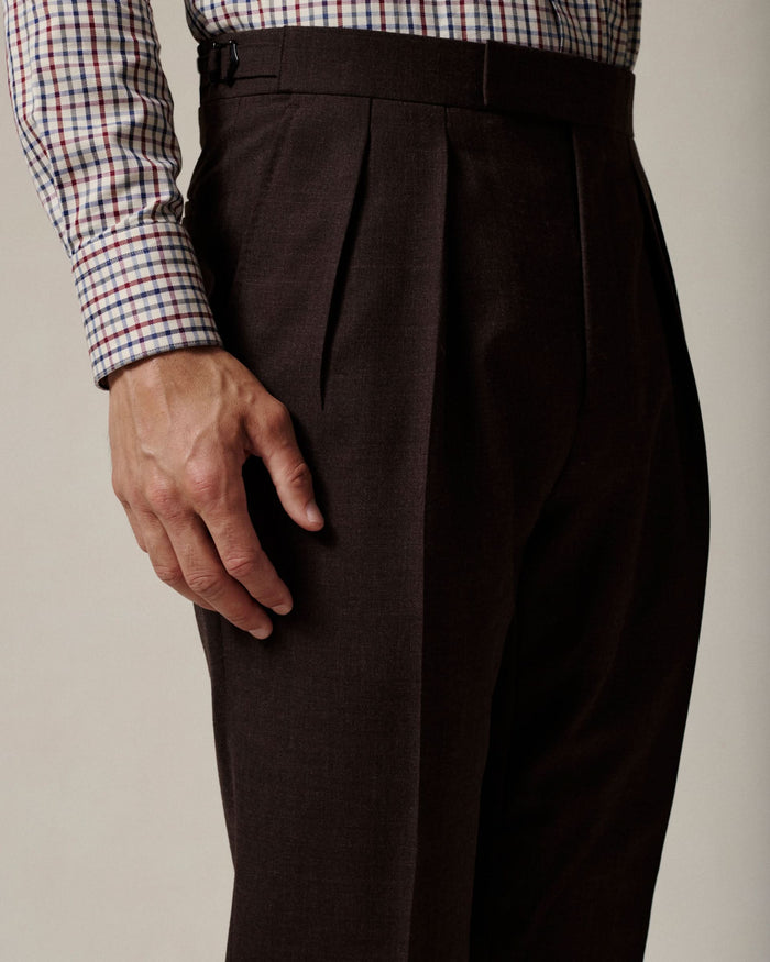 Gavin Double Pleated Virgin Wool Trouser Green