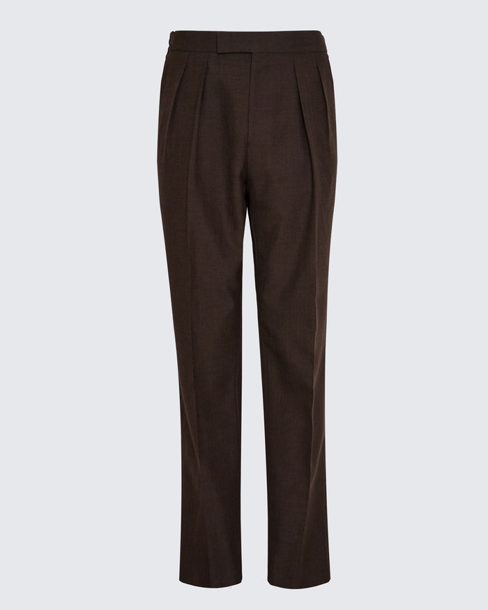 Gavin Double Pleated Virgin Wool Trouser Green