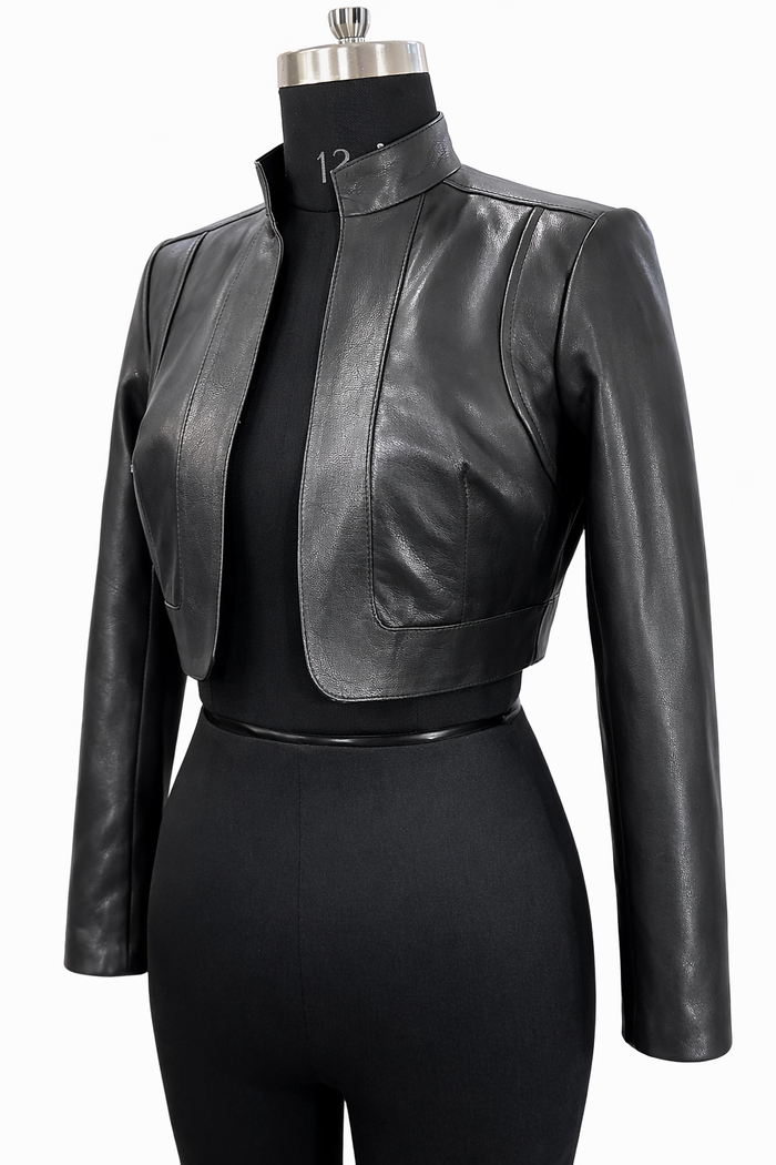 Genuine Lambskin Leather Cropped Bolero Jacket