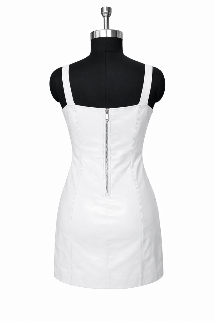 Genuine Lambskin Leather Mini Dress