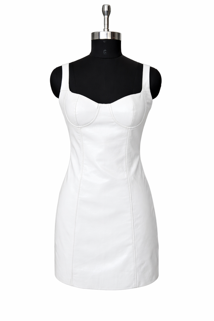 Genuine Lambskin Leather Mini Dress