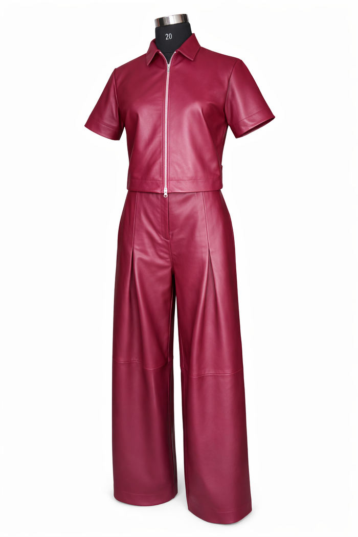 Genuine Lambskin Leather Two-Piece Set