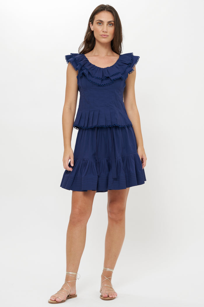 Ginny Mini Skirt- Tisbury Navy