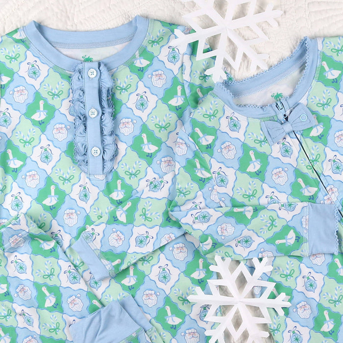 Girls Bamboo Onesie - Frosted Christmas