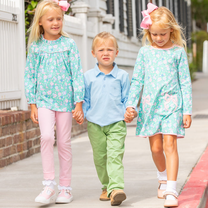 Girls Bow Dress Pocket - Garden Green