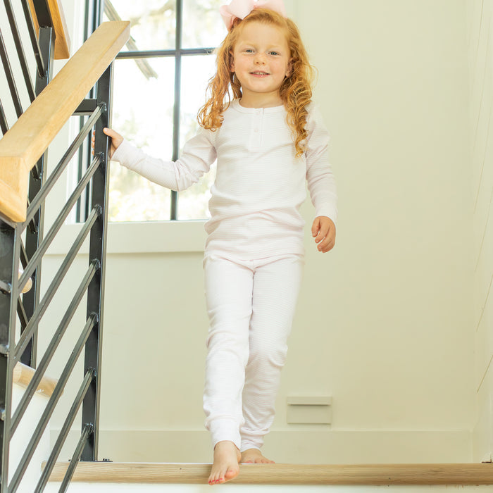 Girls Pima Loungewear Set - Pink Stripe