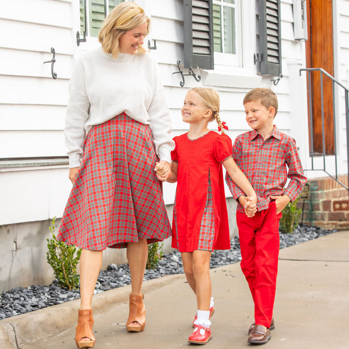 Girls Pleated Dress - Christmas Plaid
