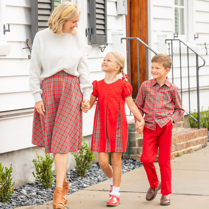 Girls Pleated Dress - Christmas Plaid