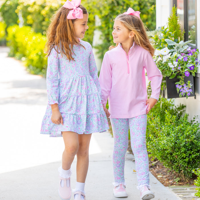 Girls Quarter Zip - Pink Stripe