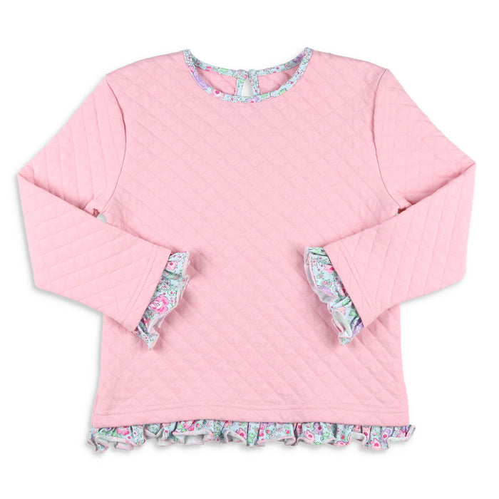 Girls Quilted Top - Ballet Pink