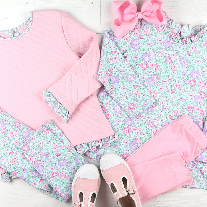 Girls Quilted Top - Ballet Pink