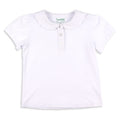 Girls Scallop Polo - White