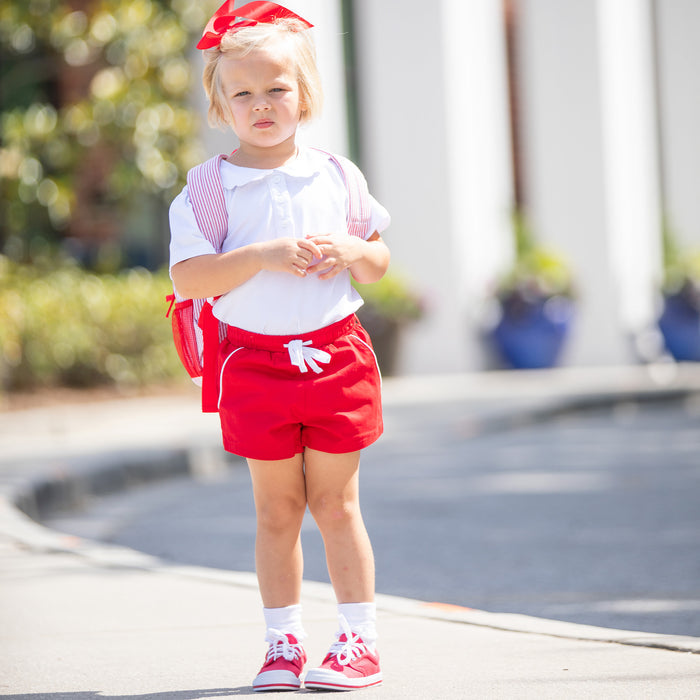 Girls Scallop Polo - White