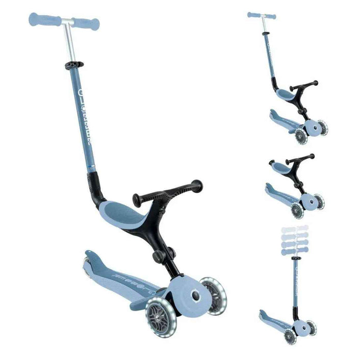 Globber® Zložljivi otroški skiro GO UP Active ECO s svetlečimi kolesi Blueberry Globber