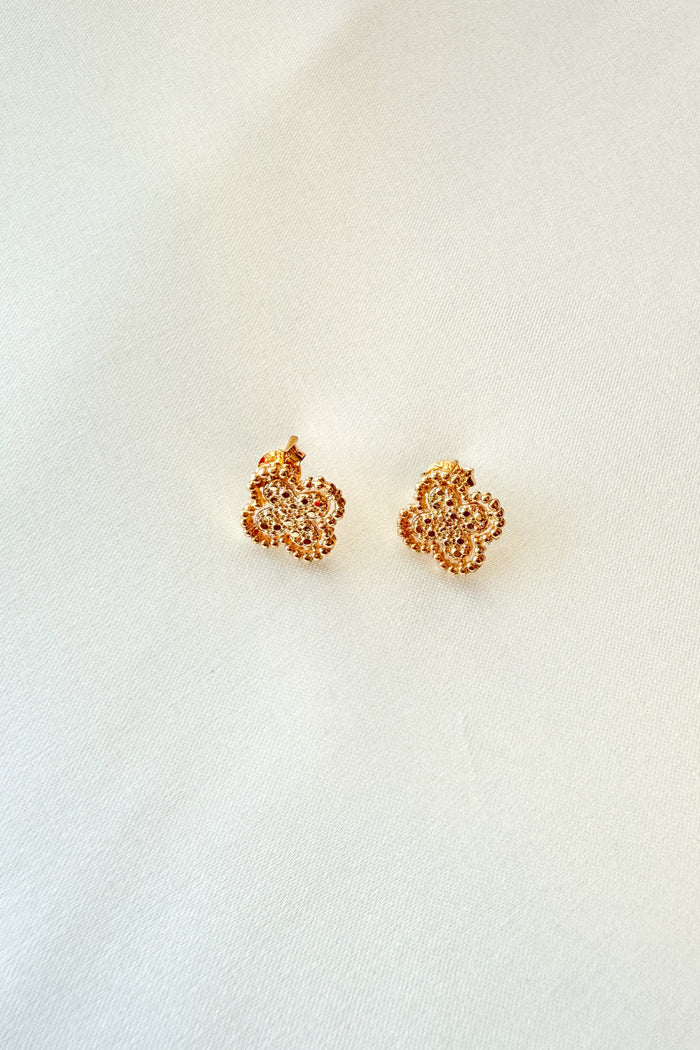 Gold Clover Stud Earring, Earrings, Stud Earrings, Adeline Boutique, Dallas Boutique, Jewelry