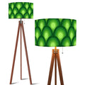 Green 70s Retro Tripod Floor Lamp – Midcentury Peacock Eye Linen Shade - US Plug - retro floor lamps