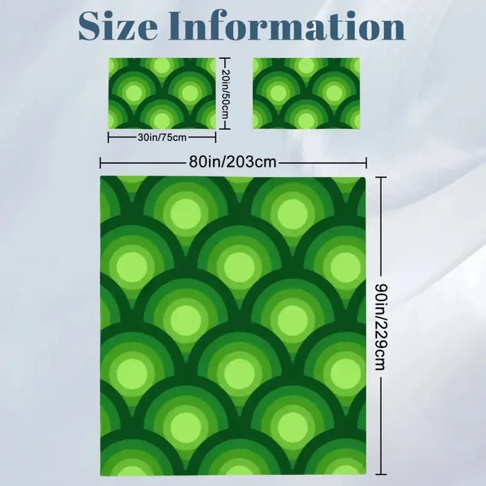 Green Peacock Eye Duvet Cover Set: 70s Retro Full Size Microfiber Bedding - retro bedding